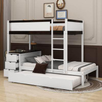 Harriet Bee Imante Bunk Bed with Twin Size Trundle, Storage and Desk