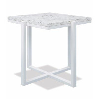 Joss & Main Megara Jeanna Square End Table With Honed Carrara Marble, Frost