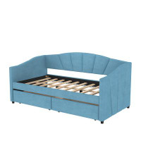 Red Barrel Studio Juanelle Upholstered Daybed Twin Size With Two Drawers And Wood Slat