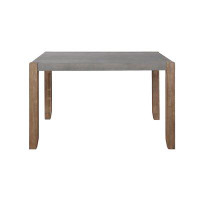 Loon Peak Aston Rustic Industrial Solid Wood Faux Concrete Rectangular Dining Table