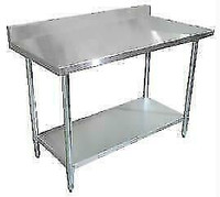 TABLES Stainless Steel Tables with Backsplash NEW . *RESTAURANT EQUIPMENT PARTS SMALLWARES HOODS AND MORE*