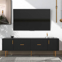 Mercer41 Modern TV Stand With 5 Champagne Legs