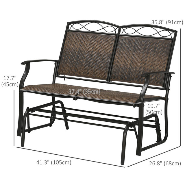 Rattan Gliding Chair 41.3" x 26.8" x 35.8" Brown in Patio & Garden Furniture - Image 3