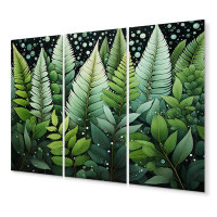 Design Art Ferns Plant Whispering Fronds II - Floral Metal Art Print Set
