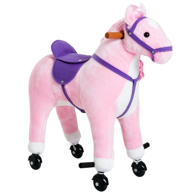 KIDS ROCKING HORSE, LARGE WALKING RIDE ON TOY FOR TODDLERS 3 YEAR OLD, BABY PLUSH ANIMAL ROCKER WITH SOUND AND WHEEL in Toys & Games - Image 3