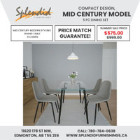 Summer Sale!! Mid Century Modern Styling 5 Pc Dining Sets for Small Spaces