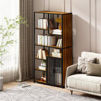 17 Stories Modern 5-Tier Bookcase With 2 Doors - Stylish And Versatile Storage Solution