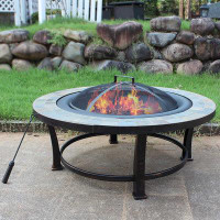 Red Barrel Studio 21.3'' H x 40'' W Outdoor Slate Fire Pit Table