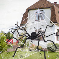 The Holiday Aisle® Halloween Parties Outdoor Decorations Durable Spider Webs, Lifelike Festive Decoration Spider 200Cm