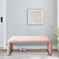 Mercer41 Stylish Minimalist Teddy Polyester Fabric Fully Upholstered Bench