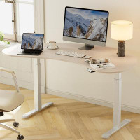 Inbox Zero Maryim 70'' W Cashew Shape Height Adjustable Standing Desk