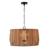 Capital Lighting 24" W X 14" H 4-Light Pendant In Light Wood And Matte Black Made With Handcrafted Mango Wood