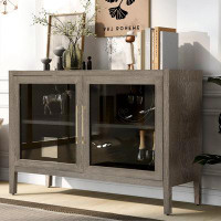 Wildon Home® Wood Storage Cabinet With Two Tempered Glass Doors ,Four Legs And Adjustable Shelf