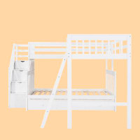 Harriet Bee Eszti Twin 3 Drawer Solid Wood L-Shaped Bunk Beds by Harriet Bee