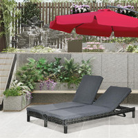 2-Person Chaise Lounge 77.25" x 47.25" x 11"; Gray