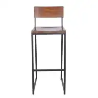 Taiga Furnishings Metal 94555 Barstool with Wood Seat in , Frosted BlackWalnut Wood Seat