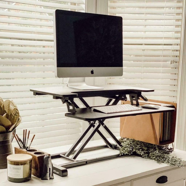 Home Office Metal Adjustable Standing Computer Desk Convertor Laptop Table Riser in Desks