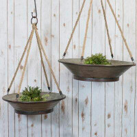 Breakwater Bay Grisby 2- Piece Galvanized Hanging Planter Set
