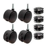 Outwater 2" Round Metal Double Star Caster Inserts | 5/16-18 X 1" Threaded Stem | 2-3/8" Swivel Hooded Twin Wheel Caster