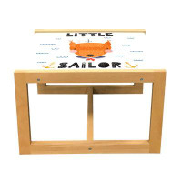 East Urban Home East Urban Home Saying Coffee Table, Marine Themed Doodle With Fox And Little Sailor Typography And Anch