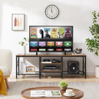 17 Stories Industrial TV Stand For 70 Inch Television Cabinet 3-Tier Console With Open Storage Shelves, Entertainment Ce