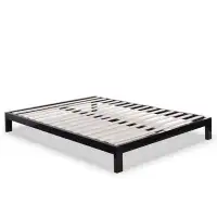Latitude Run® Structure de lit plateforme moderne en métal noir avec lattes en bois pour grand lit