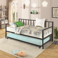17 Stories Daybed With Trundle Multifunctional Metal Lounge Daybed Frame