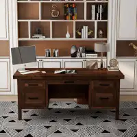 Loon Peak Janivea Solid Wood Executive Desk
