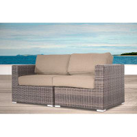Beachcrest Home Arreola Fully Assembled 66" Wide Outdoor Wicker Loveseat with Cushions