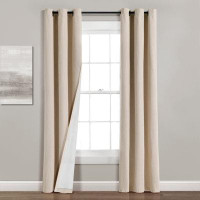 Eider & Ivory™ Lush Décor Insulated Grommet Blackout Linen Window Curtain Panel Light Linen Single 38X84