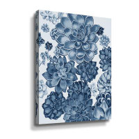 Dakota Fields Soft Aegean Teal Blue Grey Watercolor Succulent Plants Wall II Gallery Wrapped