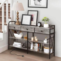 17 Stories Console Table Power Strips Sofa Table With 3 Drawers For Entryway Living Room