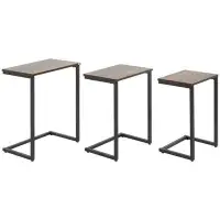 17 Stories 17 Storeys Nesting End Tables Set Of 3, C-Shaped Snack Side Table With Steel Frame For Sofa Couch And Bed, Ru