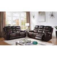 Wildon Home® New S4440 Deilany (Leather/Power) 2 Tone Dark Brown And Light Brown Sofa-Loveseat+Chair