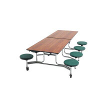 AmTab Manufacturing Corporation 97'' x 30'' Rectangular Stool Cafeteria Table