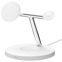Belkin MagSafe 3-in-1 Wireless Charging Stand for iPhone 14/13/12, Apple Watch & AirPods - White