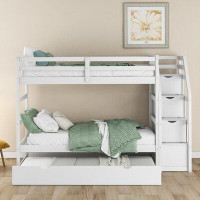 Harriet Bee Aeona Twin Over Twin Solid Wood Standard Bunk Bed with Bookcase by Harriet Bee