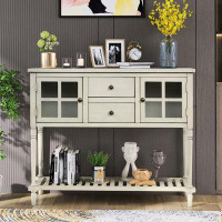 Rosecliff Heights Sideboard Console Table With Bottom Shelf, Farmhouse Wood/Glass Buffet Storage Cabinet Living Room (Re