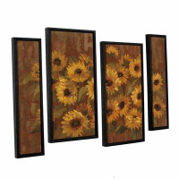 August Grove Sienna Sunflowers 4 Piece Framed Painting Print on Canvas Set
