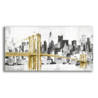 Winston Porter Winston Porter ''New York Skyline I Yellow Bridge'' By Avery Tillmon, Acrylic Glass Wall Art, 48"X24"