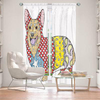 East Urban Home Lined Window Curtains 2-panel Set for Window Size by Marley Ungaro - Corgi Dog White