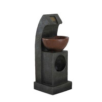 Latitude Run® Sculptural Water Fountain With Bowl Basin, With Light And Pump, For Indoor And Outdoor