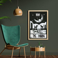 East Urban Home Ambesonne Moon Wall Art With Frame, Brown White Drawing Lobster Wolves Crescent Moon Stars Tarot Card De
