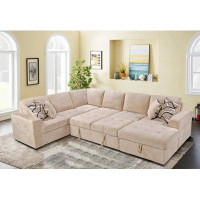 Latitude Run® 123" Oversized Sectional Sofa With Storage Chaise 100% Polyester