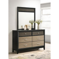 Latitude Run® Valencia 6-drawer Dresser with Mirror Light Brown and Black