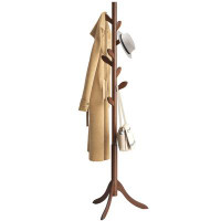 Red Barrel Studio Coat Rack Freestanding Bamboo Coat Treecoat Rack Standing Adjustable Coat With 3 Sections 8 Coat Hooks