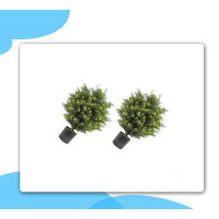 Primrue Artificial Cedar Topiary Ball Trees Artificial Potted Plants Artificial Shrubs Bushes Potted Trees 2 Pack