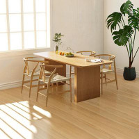 Hokku Designs 4 - Person Burlywood Rectangular Solid Wood Dining Table Set