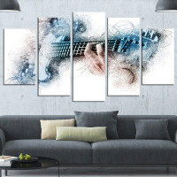 Design Art 'Man Playing a Guitar Watercolor' 5 Piece Graphic Art on Wrapped Canvas Set