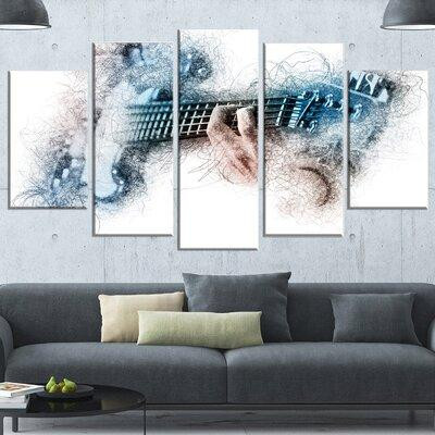 Design Art 'Man Playing a Guitar Watercolor' 5 Piece Graphic Art on Wrapped Canvas Set in Arts & Collectibles